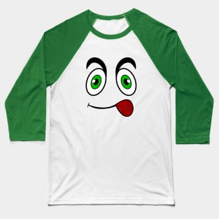 Cheeky Funny Face Cartoon Emoji Baseball T-Shirt